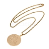 201 Stainless Steel Flat Round Buddhist Meditation Yoga Pendant Necklaces NJEW-K283-33G-2