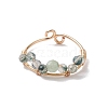 Round Natural Moss Agate & Apatite & Amethyst Open Cuff Rings RJEW-TA00129-3