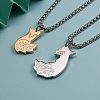 Stainless Steel Couple Fox Pendant Box Chain Necklaces Set PW-WG38AEC-01-3