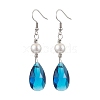 Glass and Shell Pearl Dangle Earrings EJEW-JE06020-4