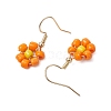 Glass Seed Flower Dangle Earrings EJEW-JE06152-5