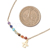 Chakra Natural Gemstone Faceted Round Beaded Pendant 304 Stainless Steel Cable Chain Necklaces NJEW-JN05531-02-3