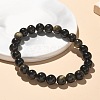 Natural Golden Sheen Obsidian Bead Stretch Bracelets X-BJEW-K212-B-020-1