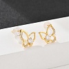 Butterfly Brass Micro Pave Cubic Zirconia Stud Earrings EJEW-B131-07G-03-1