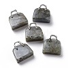 Natural Labradorite Brass Pendants KK-E274-01P-09-1