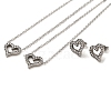 Heart 304 Stainless Steel Rhinestone Pendant Necklaces & Bracelets & Stud Earrings Sets for Women SJEW-C004-06P-2