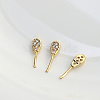 Brass Micro Pave Clear Cubic Zirconia Rabbit Ear Head Pins BAPE-PW0002-13A-01-1