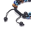 4Pcs 4 Style Natural Eyeless Obsidian & Mixed Gemstone & Resin Evil Eye Braided Bead Bracelets Set BJEW-JB08840-6