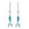 Glass & Shell Dangle Earrings EJEW-MZ00160-03-1