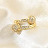 Brass Micro Pave Cubic Zirconia Open Cuff Rings for Women RJEW-F171-02G-1