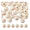 DICOSMETIC 40Pcs Printed Wood European Beads WOOD-DC0001-11-8