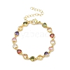 Heart Brass Pave Cubic Zirconia Link Chain Bracelets for Women BJEW-P385-07G-1