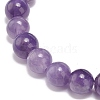 Natural Amethyst Round Beaded Stretch Bracelet with Heart Charm BJEW-JB09019-02-5