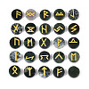 Brass Elder Futhark Alphabet Engraved Symbol Flat Round Natural Indian Agate Rune Stones G-I373-01A-1