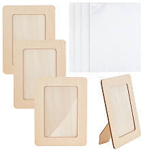 Olycraft 4Pcs Unfinished Natural Wood Photo Frames WOOD-OC0002-55A