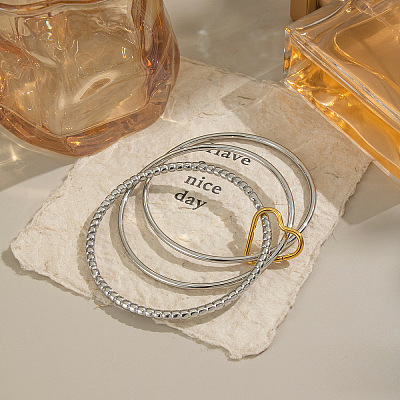 304 Stainless Steel Three-layer Bangles RT3191-1
