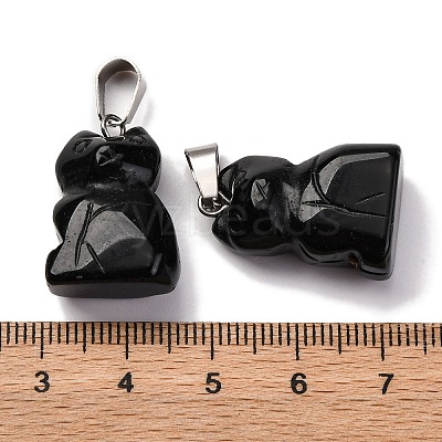 Natural Obsidian Pendants G-B127-08P-07-1