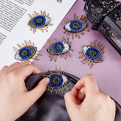 Evil Eye Felt Cloth Patches PATC-WH0007-13-1
