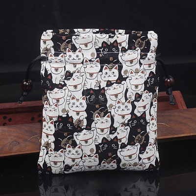 Chinese Style Rectangle Cloth Printed Drawstring Gift Bags PW-WG9C527-22-1