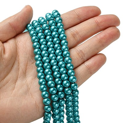 Eco-Friendly Dyed Glass Pearl Round Bead Strands LS-HY-A008-6mm-RB073-1