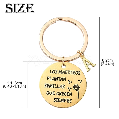201 Stainless Steel & Brass Letter Keychain KEYC-YW00095-01-1