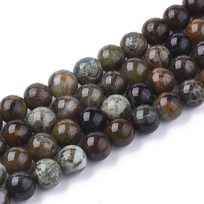 Natural Serpentine Beads Strands G-S333-8mm-015-1
