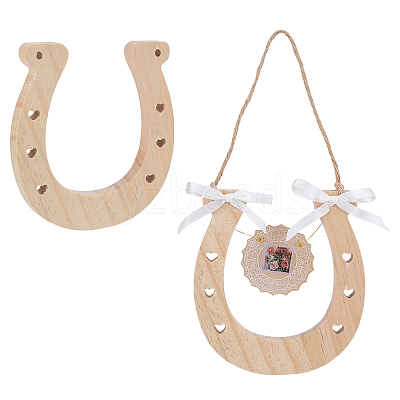 Unfinished Wood Horseshoe Pendants for Painting Arts AJEW-WH0651-50-1