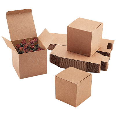 Square Folding Kraft Paper Jewelry Boxes LS-CON-WH0089-47A-1
