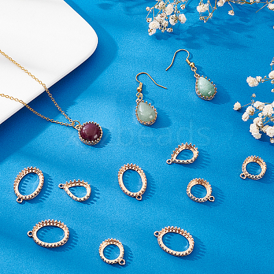 12Pcs 3 Styles Brass Open Back Bezel Pendant Cabochon Settings KK-FH0003-42-1