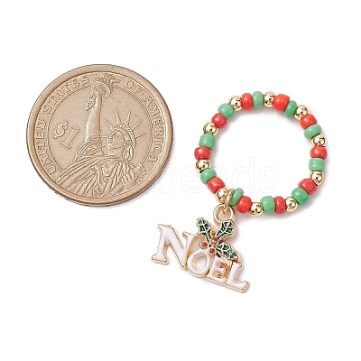 Christmas Theme Glass Seed Beads Stretch Ring Sets RJEW-TA00163-1