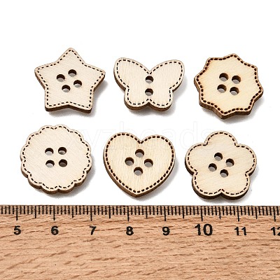 4-Hole Wood Buttons WD-CBA9CDE-01B-1