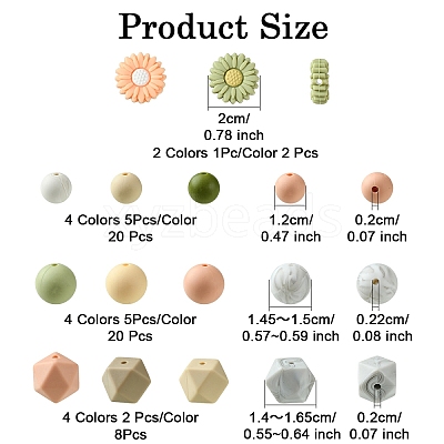 48Pcs 14 Styles Food Grade Eco-Friendly Silicone Focal Beads DIY-YW0008-83A-1