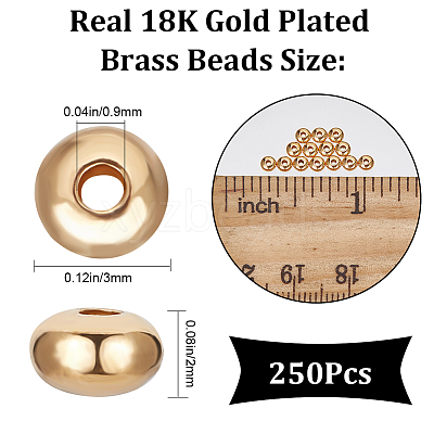 250Pcs Brass Beads KK-CN0002-54-1
