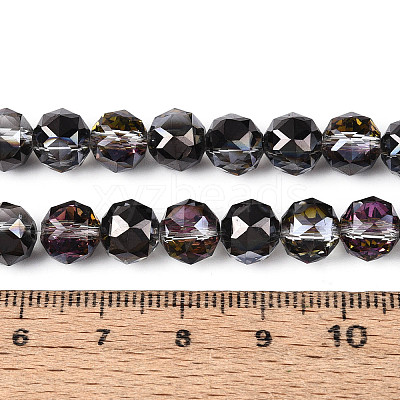 Electroplate Transparent Glass Round Beads Strands EGLA-T029-8mm-12T-02-1