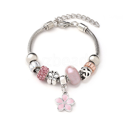 European Style Zinc Alloy Enamel & 201 Stainless Steel & Plastic & Rhinestone Charm Bracelets FS-WG22A2C-05-1