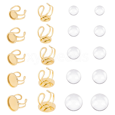DIY Flat Round Blank Dome Ring Making Kit DIY-UN0004-01-1