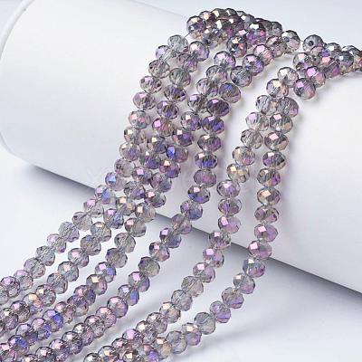 Electroplate Transparent Glass Beads Strands EGLA-A034-T6mm-G05-1