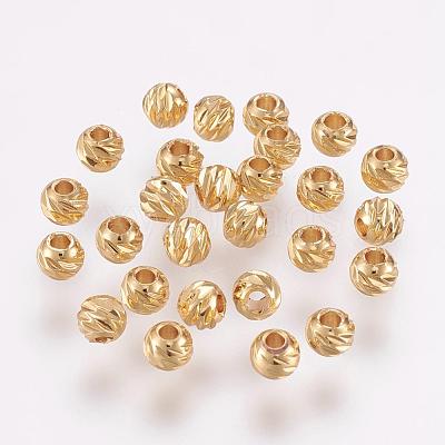 Carved Brass Beads KK-G312-02G-4mm-1