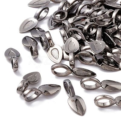 Tibetan Style Alloy Glue-on Flat Pad Bails TIBEP-AB3348Y-B-1