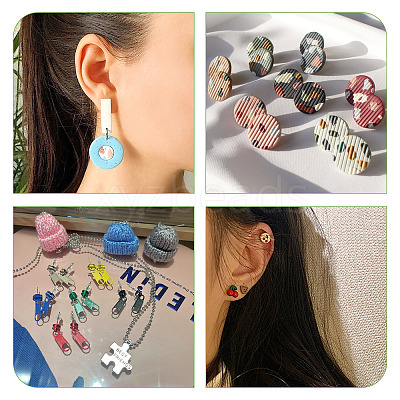 80Pcs 8 Style 304 Stainless Steel Stud Earring Findings STAS-PJ0001-40-1
