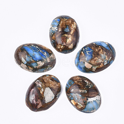 Assembled Synthetic Imperial Jasper and Bronzite Cabochons G-S329-080C-1