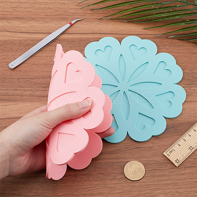 4Pcs 4 Colors Silicone Placemats AJEW-GF0008-27-1