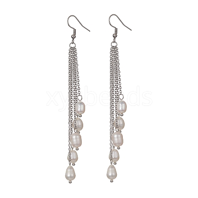 Natural Pearl Beads Dangle Earrings EJEW-JE05413-02-1
