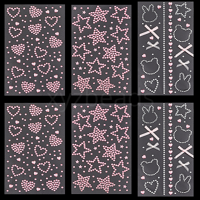 6 Sheets 3 Styles Acrylic Rhinestone Face Body Stickers AJEW-SP0002-68B-1