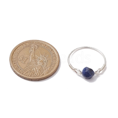Faceted Round Natural Rose Quartz & Amethyst & Fluorite & Carnelian & Sodalite Beads Finger Rings RJEW-JR00792-1