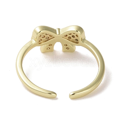Brass Micro Pave Cubic Zirconia Open Cuff Ring RJEW-K256-58J-G-1