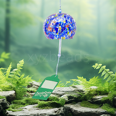 Japanese Glass Polka Dot Half Round Wind Chimes HJEW-WH0069-22A-1