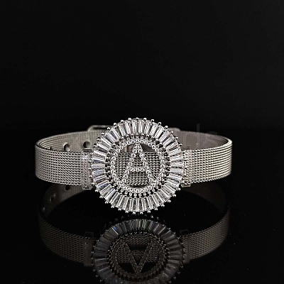 Brass Micro Pave Clear Cubic Zirconia Bangles for Women FS-WGA7409-13-1