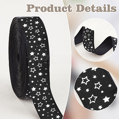 25 Yards Polyester Star Print Grosgrain Ribbon OCOR-PH0004-09-1