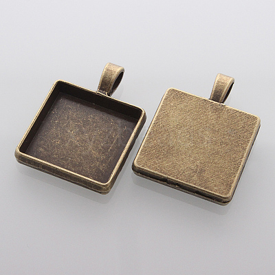 Square Alloy Pendant Cabochon Settings X-PALLOY-N0088-07AB-NF-1